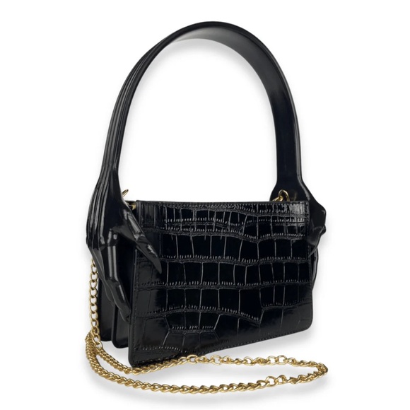 SOLD patent croc claw goth shoulder bag small black - Picture 6 of 7